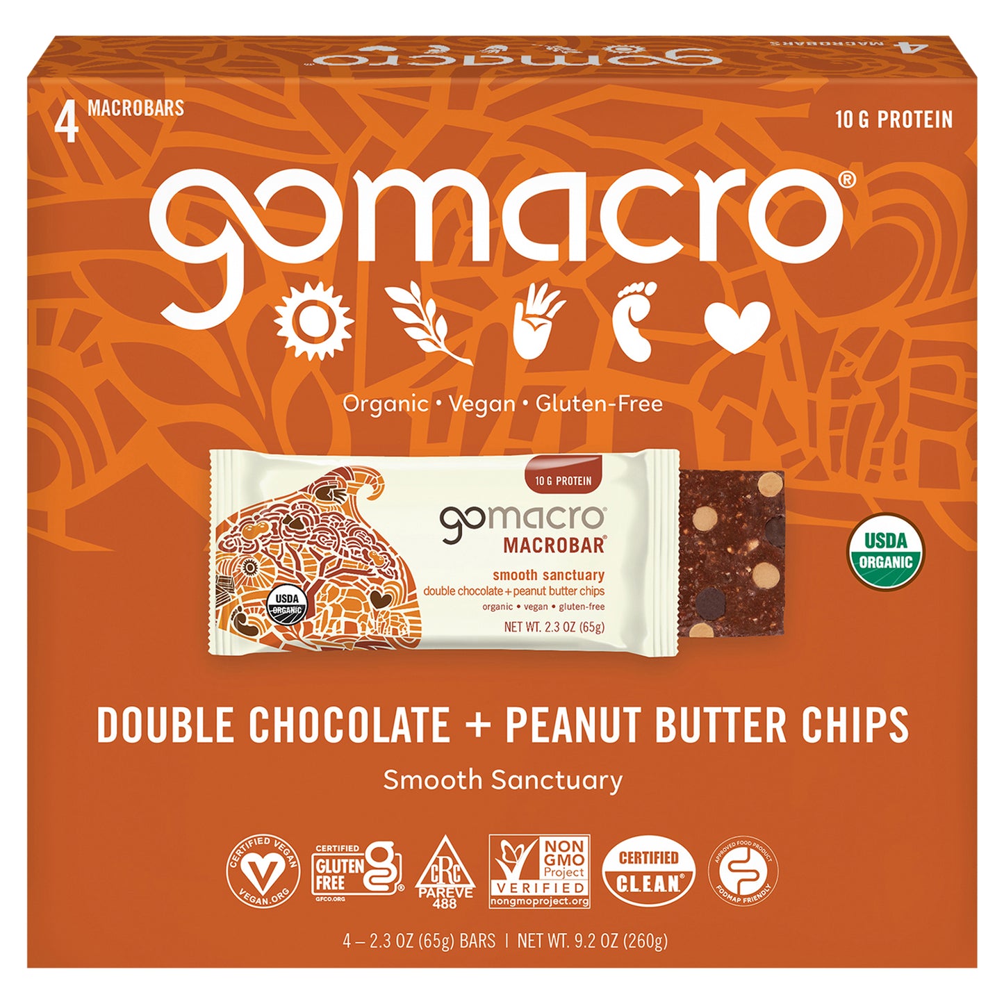 Gomacro Bar Double Chocolate Peanut Butter Chip 4Ct 9.2 oz (Pack Of 7)