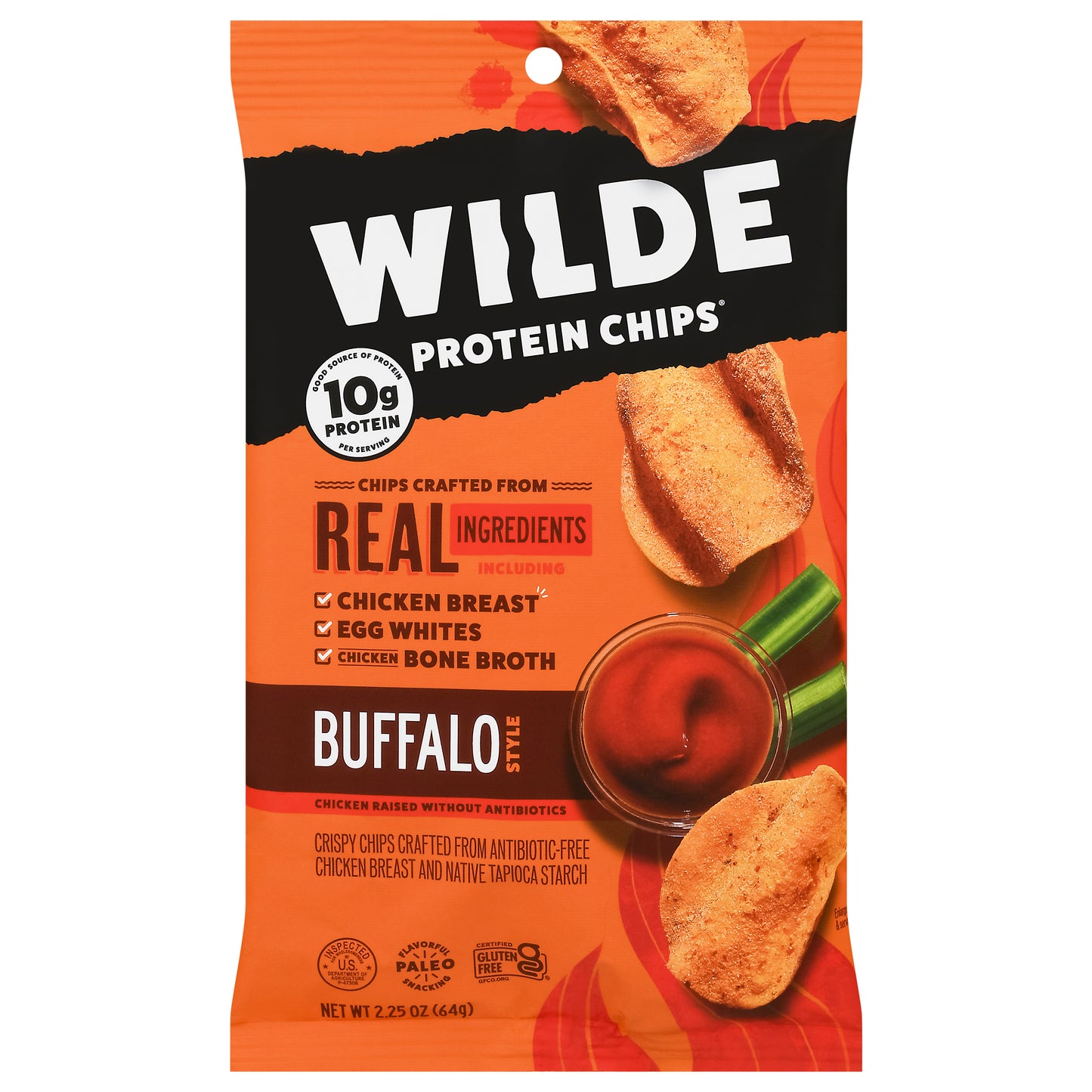 Wilde Snacks Chips Chicken Buffalo 2.25 oz (Pack Of 12)