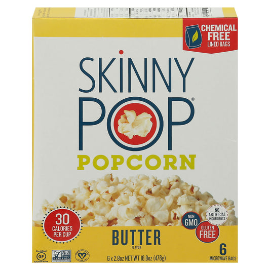 Skinny Pop Popcorn Micro Bag Butter 16.8 oz (Pack of 6)
