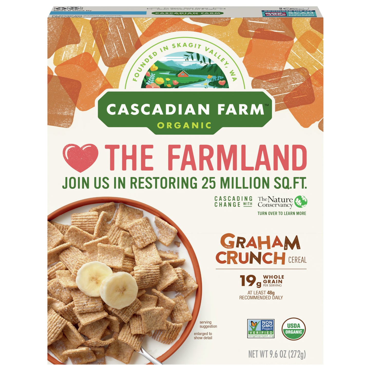 Cascadian Farm Cereal Graham Crunch 9.6 Oz Pack of 10