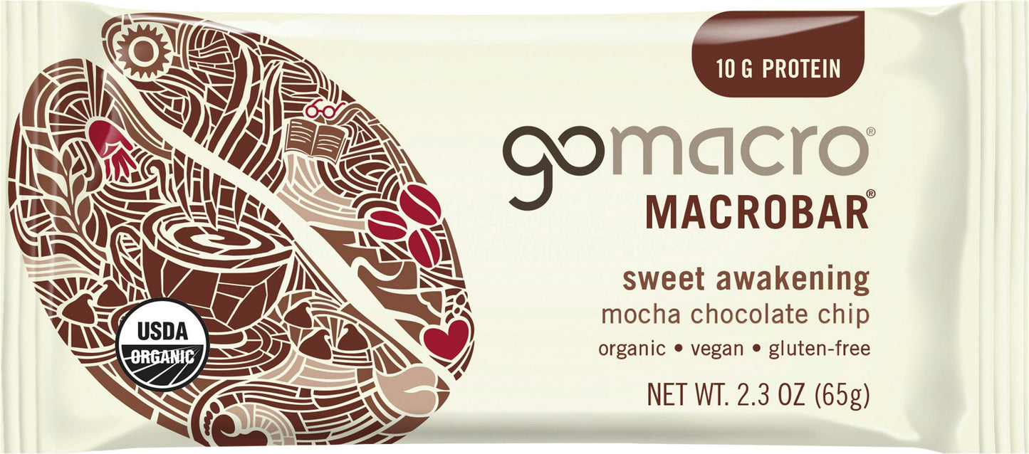 Gomacro Bar Mocha Chocolate Chip 2.3 Oz Pack of 12
