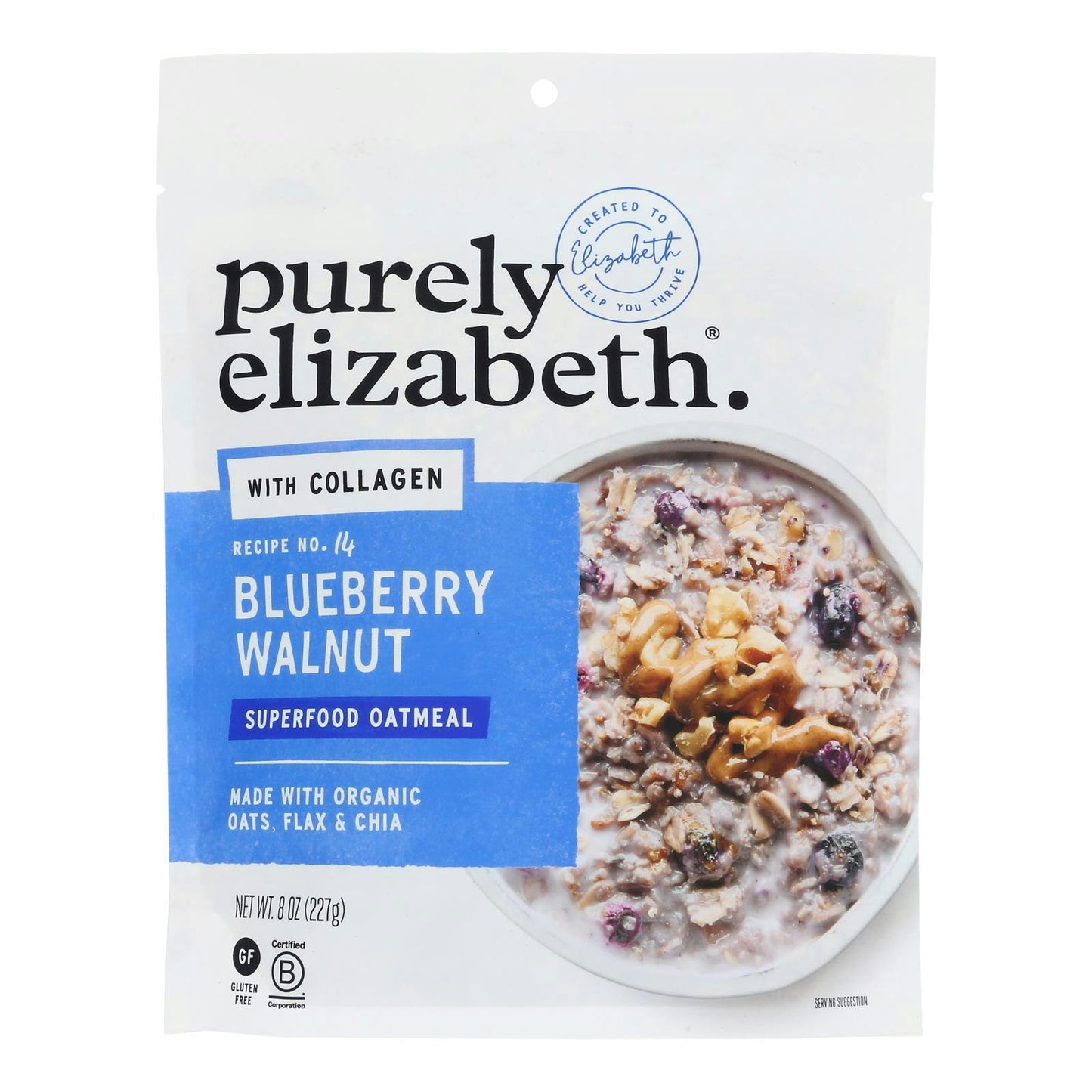 Purely Elizabeth - Oat Pouch Collagen Blueberry Walnut 8 oz (Pack of 6)