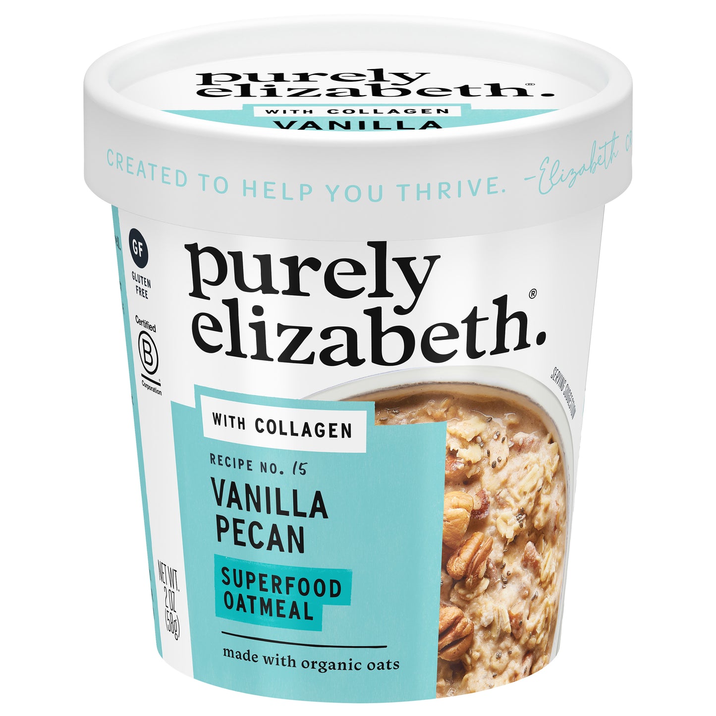 Purely Elizabeth Oat Cup Vanilla Pecan Collagen 2 oz (Pack Of 12)
