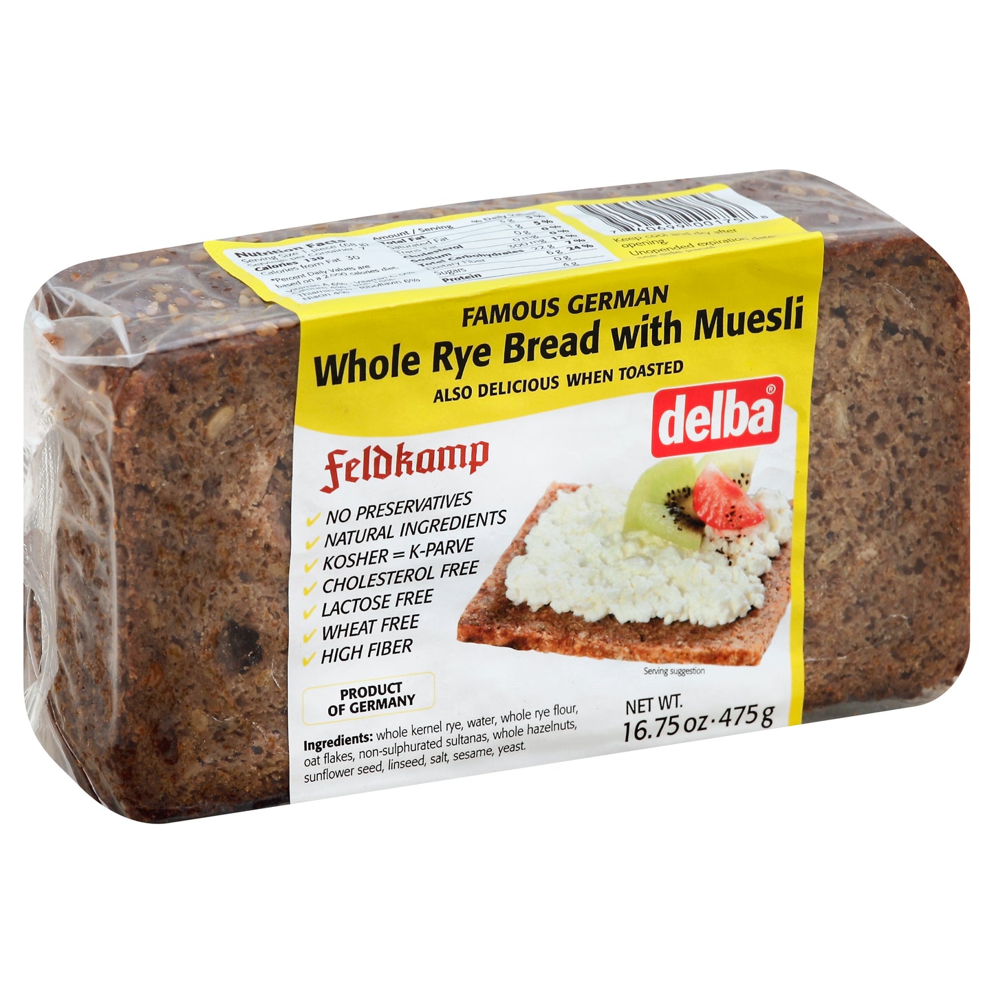 Delba Bread Whole Rye Muesli 16.75 Oz (Pack Of 12)