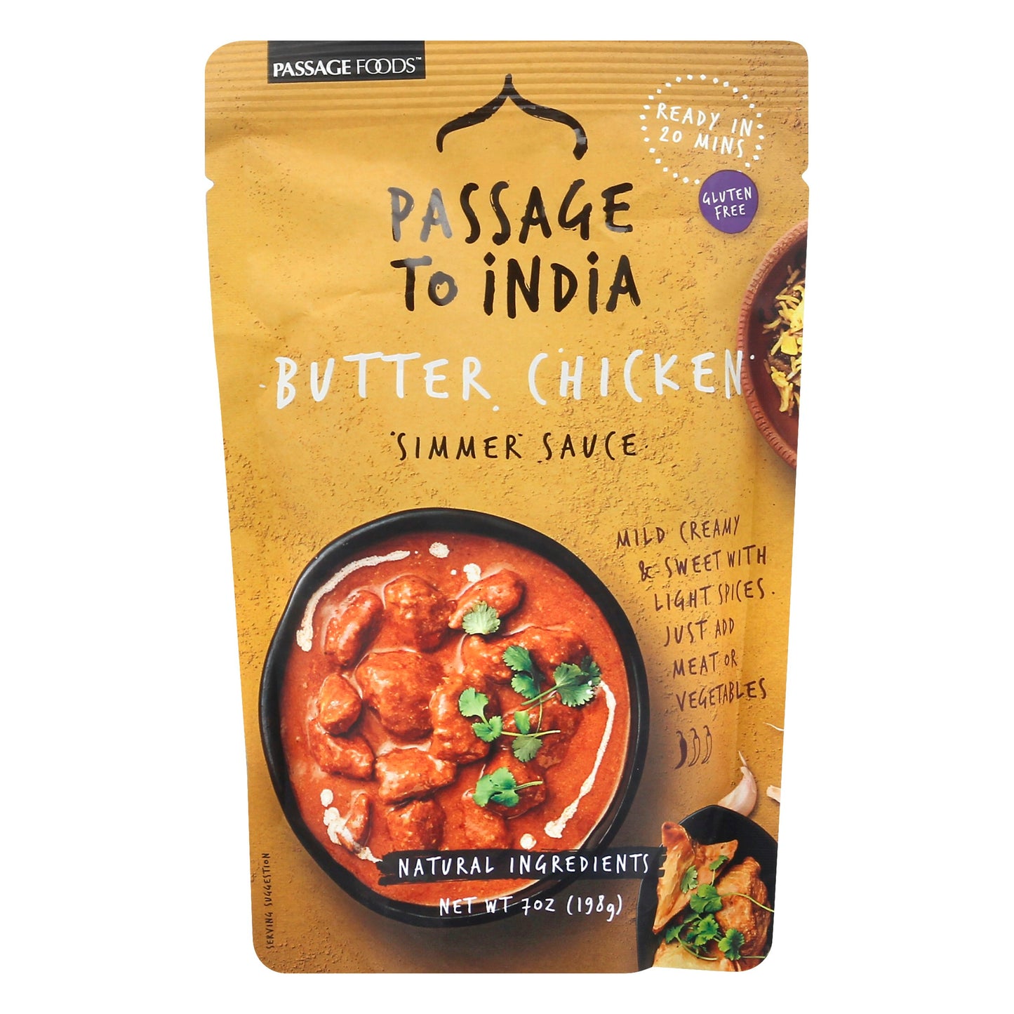 Passage Foods Sauce Simmer Butter Chicken Gluten Free 7 Oz Pack of 6