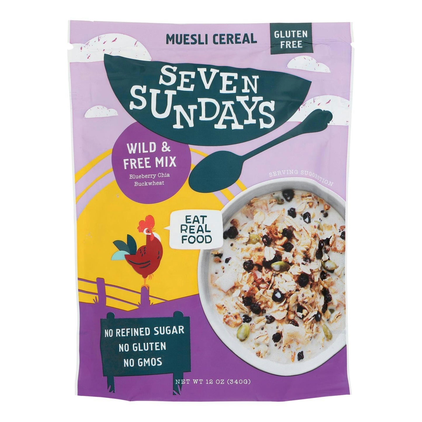 Seven Sundays Muesli - Blueberry Chia Buckwheat 12 oz (Pack of 6)