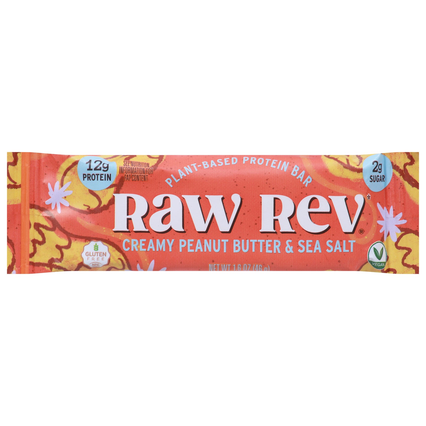 Raw Rev Bar Protein Glo Peanut Butter & Sea Salt 1.6 oz (Pack Of 12)