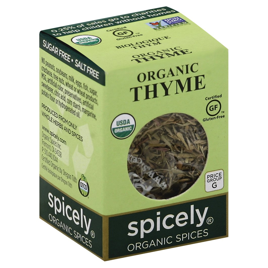 Spicely Organics Seasoning Thyme Box Organic 0.1 Oz Pack of 6