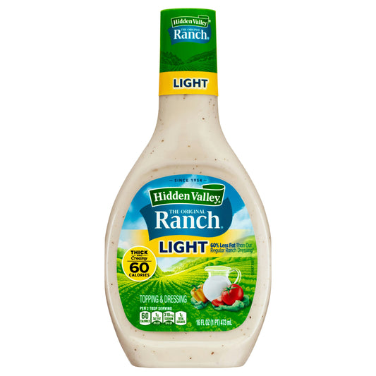 Hidden Valley Ranch Dressing Light Ranch 16 Fl Oz (Pack of 6)