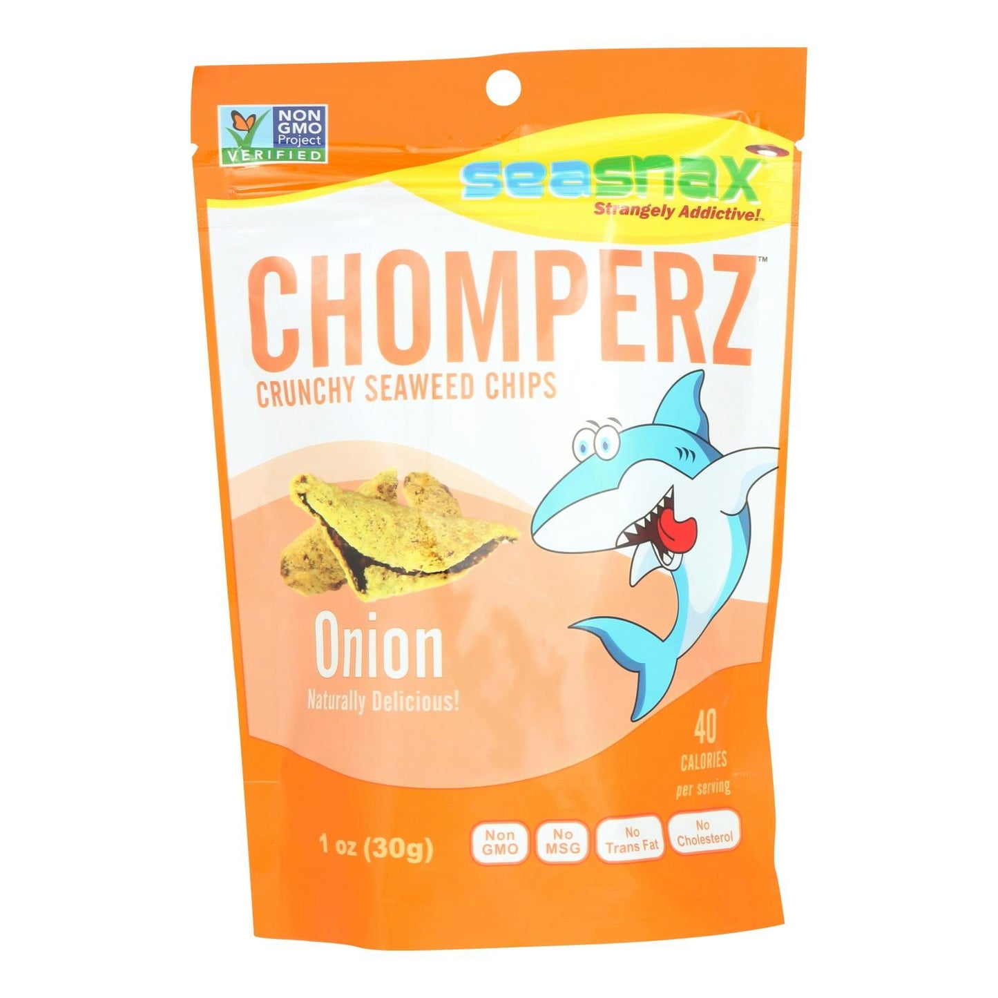 SeaSnax Chomperz Chips Seaweed Crunchy Onion 1 Oz Pack of 8