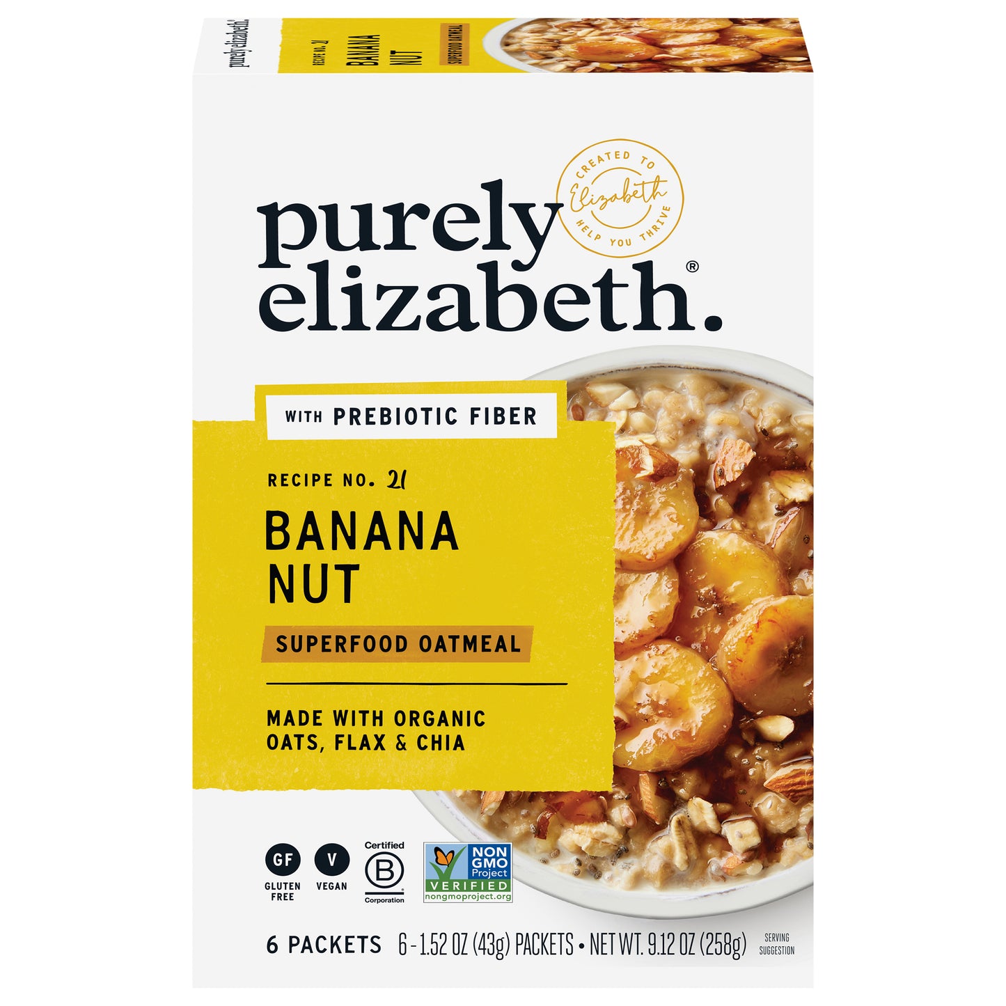 Purely Elizabeth Banana Nut Superfood Oat 9.12 oz (Pack Of 6)