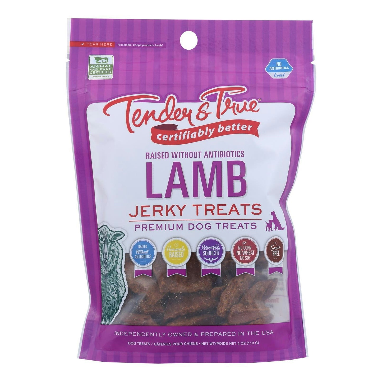 Tender & True - Dog Treats Lamb Jerky 4.00 oz (Pack of 10)