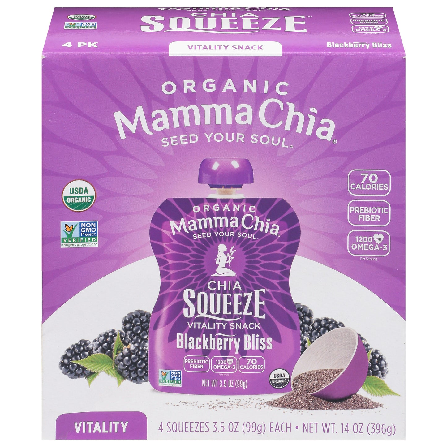 Mammachia Chia Squeeze Blackberry Bliss 14 Oz (Pack of 6)