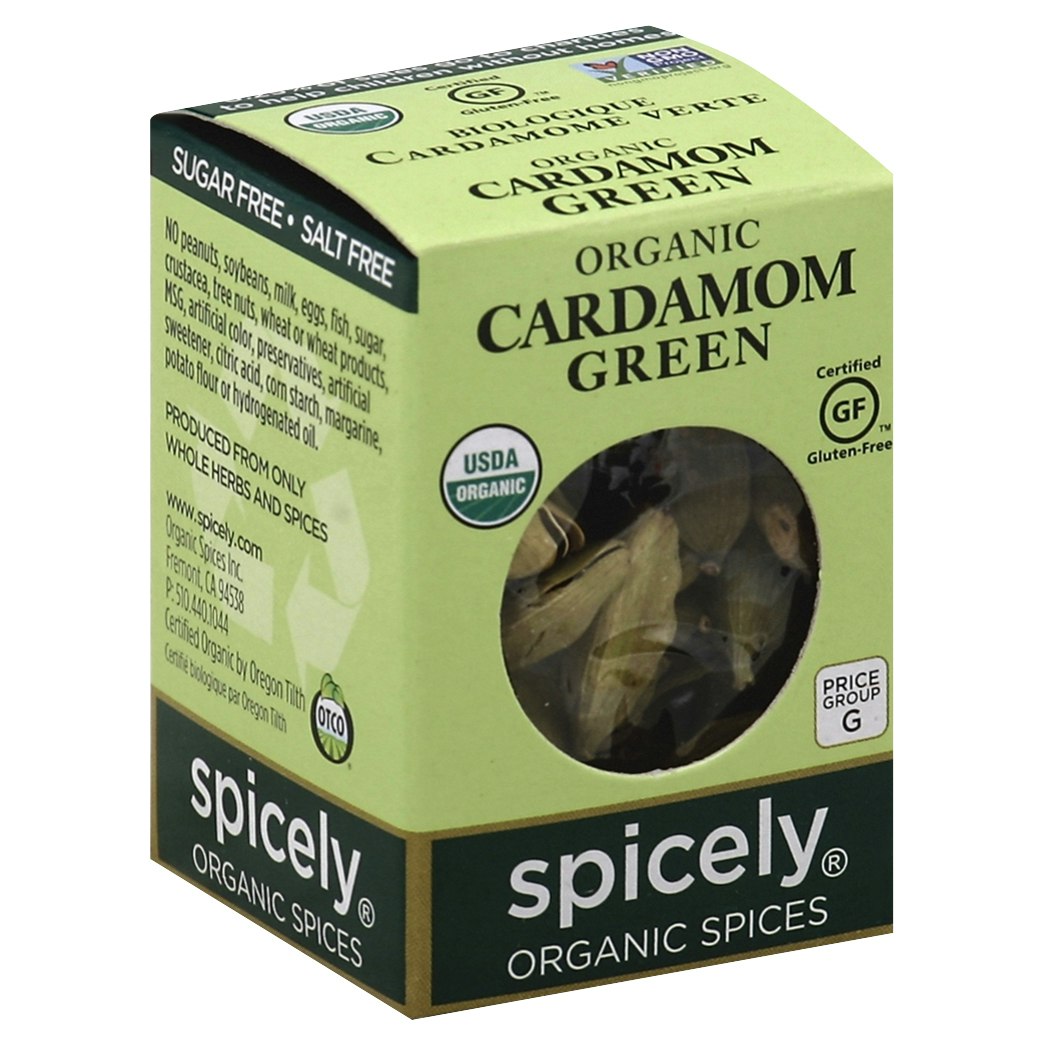 Spicely Organics Spice Green Cardamom Box 0.2 Oz Pack of 6