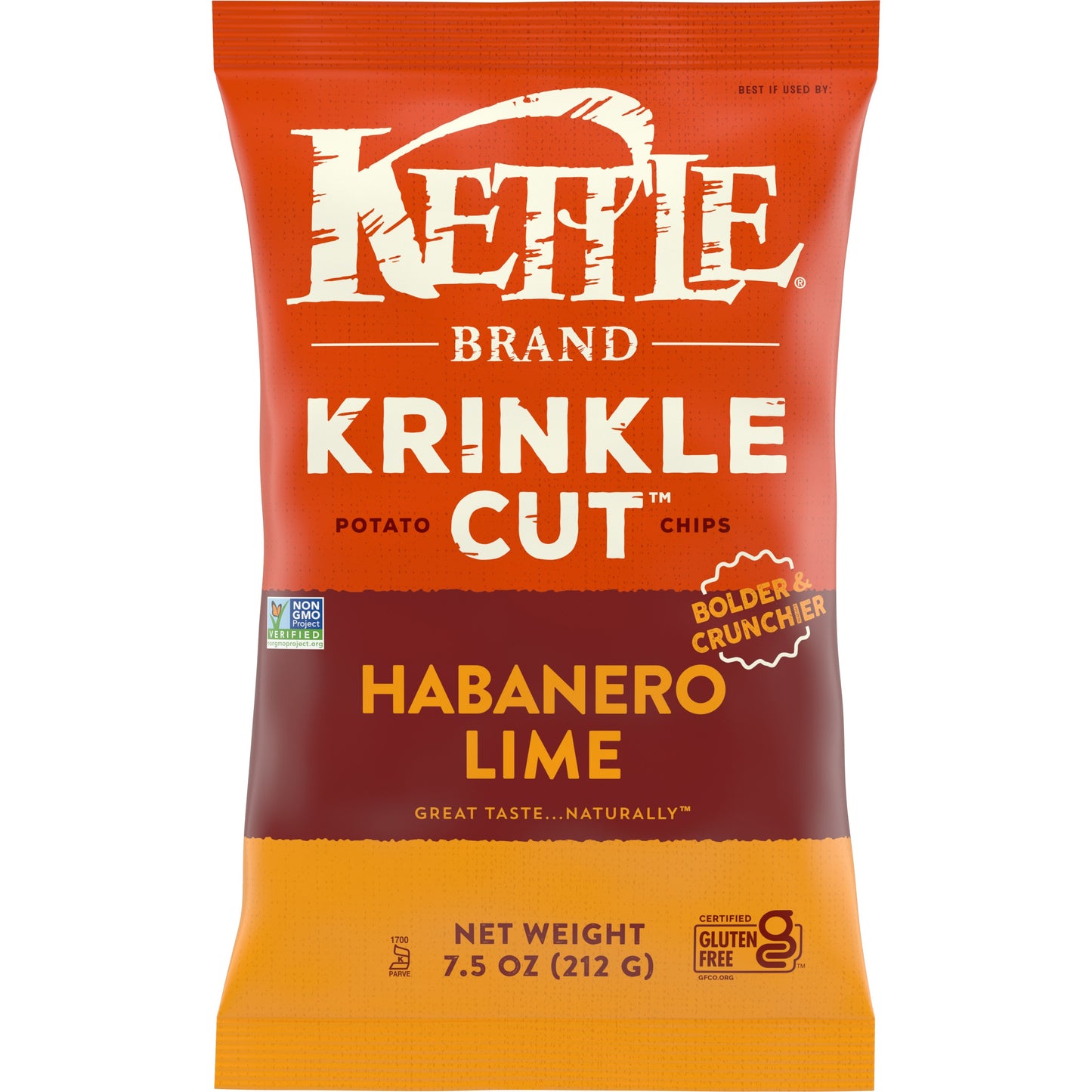 Kettle Foods Chip Potato Habanero Lime 7.5 oz (Pack of 12)