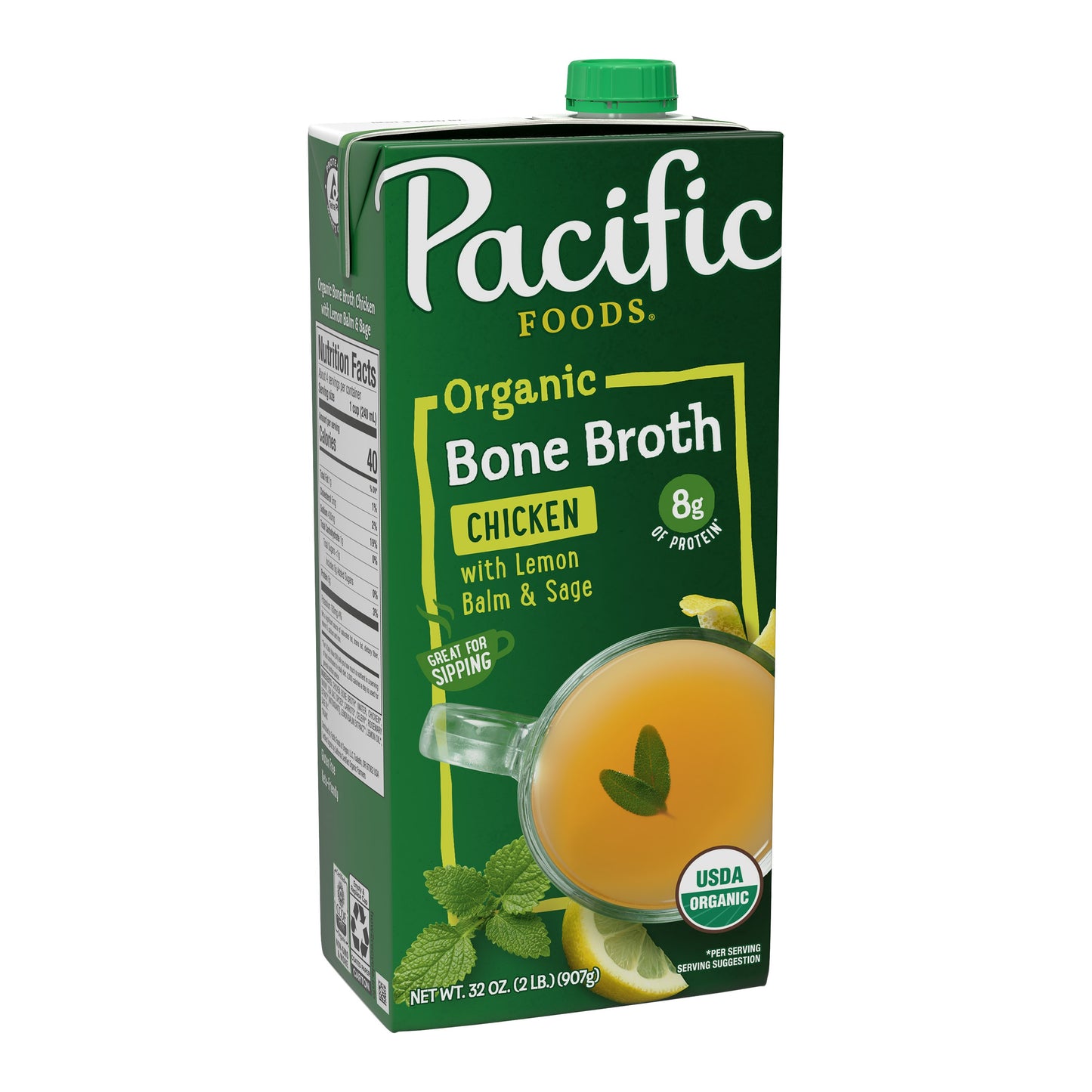 Pacific Foods Broth Bone Chicken Lemon Sage Organic 32 fl. oz (Pack of 12)