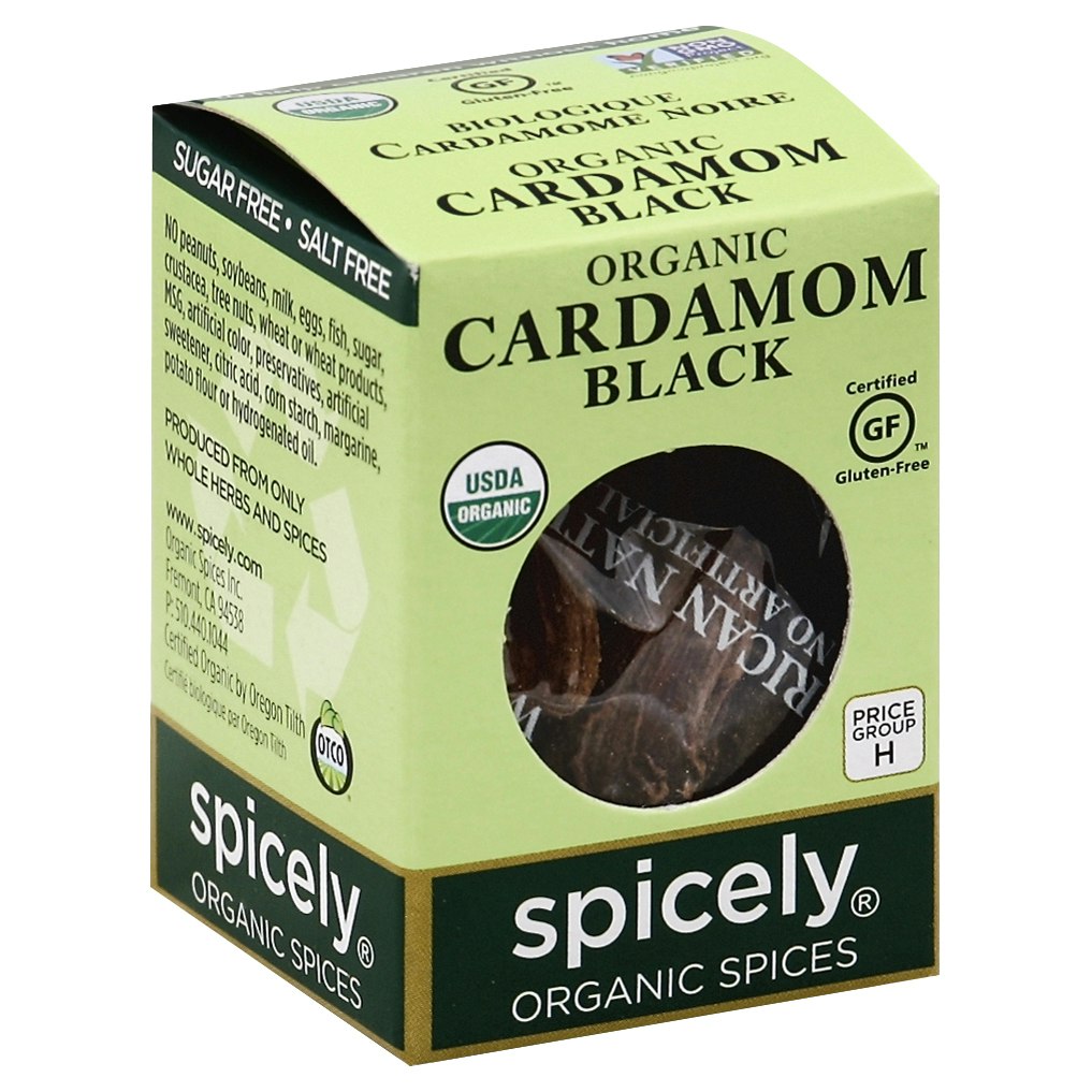 Spicely Organics Spice Cardamom Black Box 0.2 Oz Pack of 6