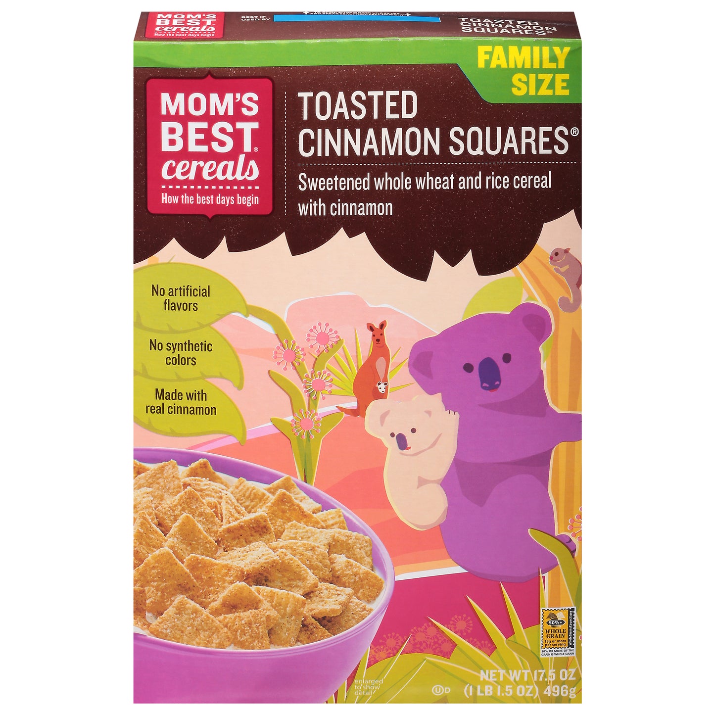 Moms Best Cereal Sqrs Toasted Cinnamon 17.5 Oz (Pack Of 14)