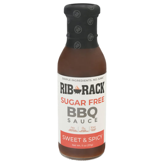 Rib Rack Sauce Barbeque Sweet Spicy Sugar free 11 oz (Pack Of 6)