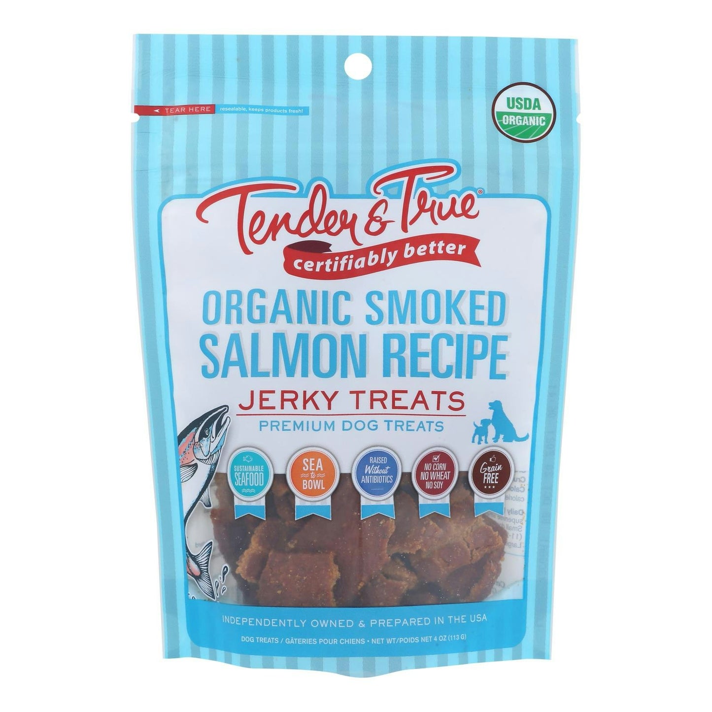 Tender & True - Dog Treats Salmon Jerky 4 oz (Pack of 10)