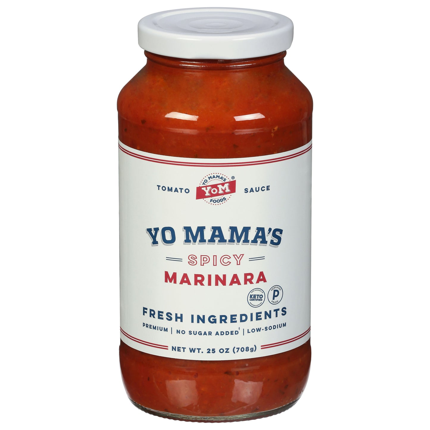 Yo Mamas Foods Sauce Spicy Marinara 25 oz (Pack of 6)