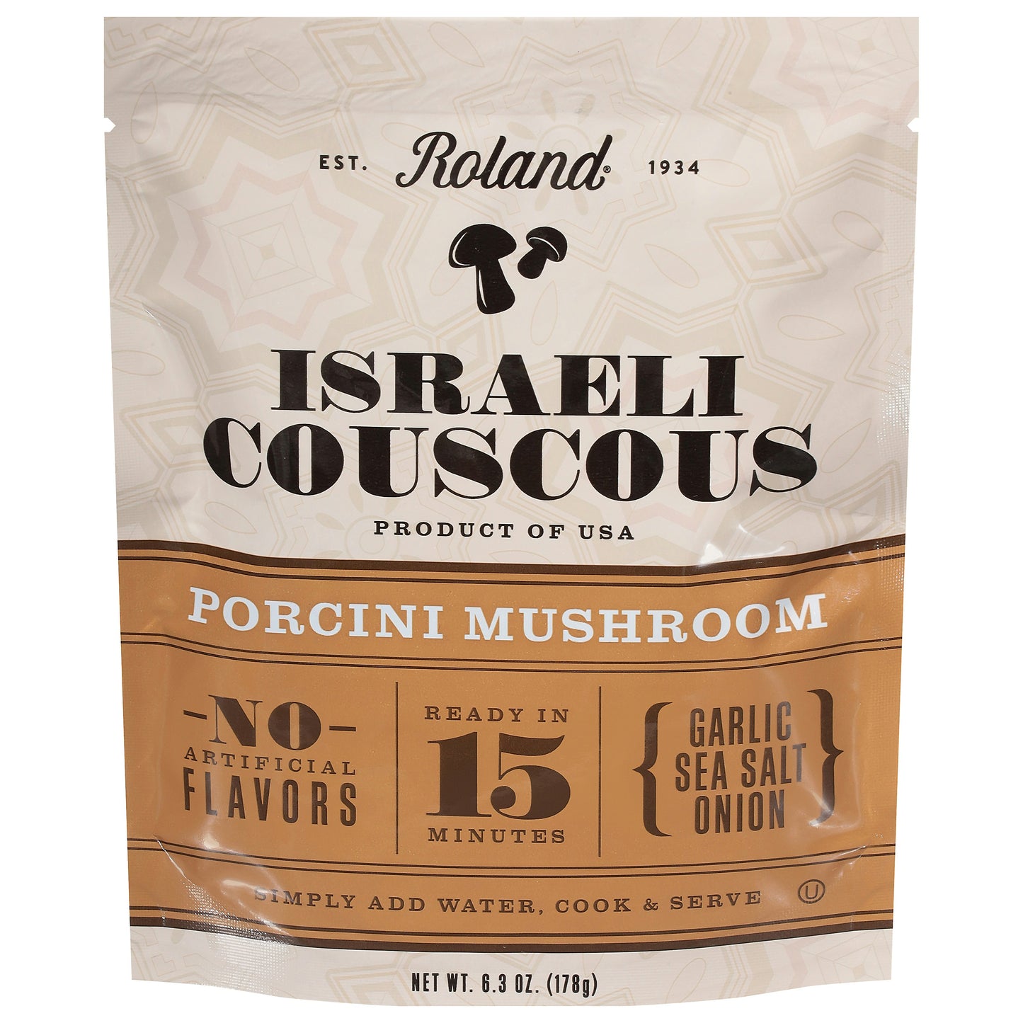 Roland Israeli Couscous Porcini Mushroom 6.3 Oz Pack of 12