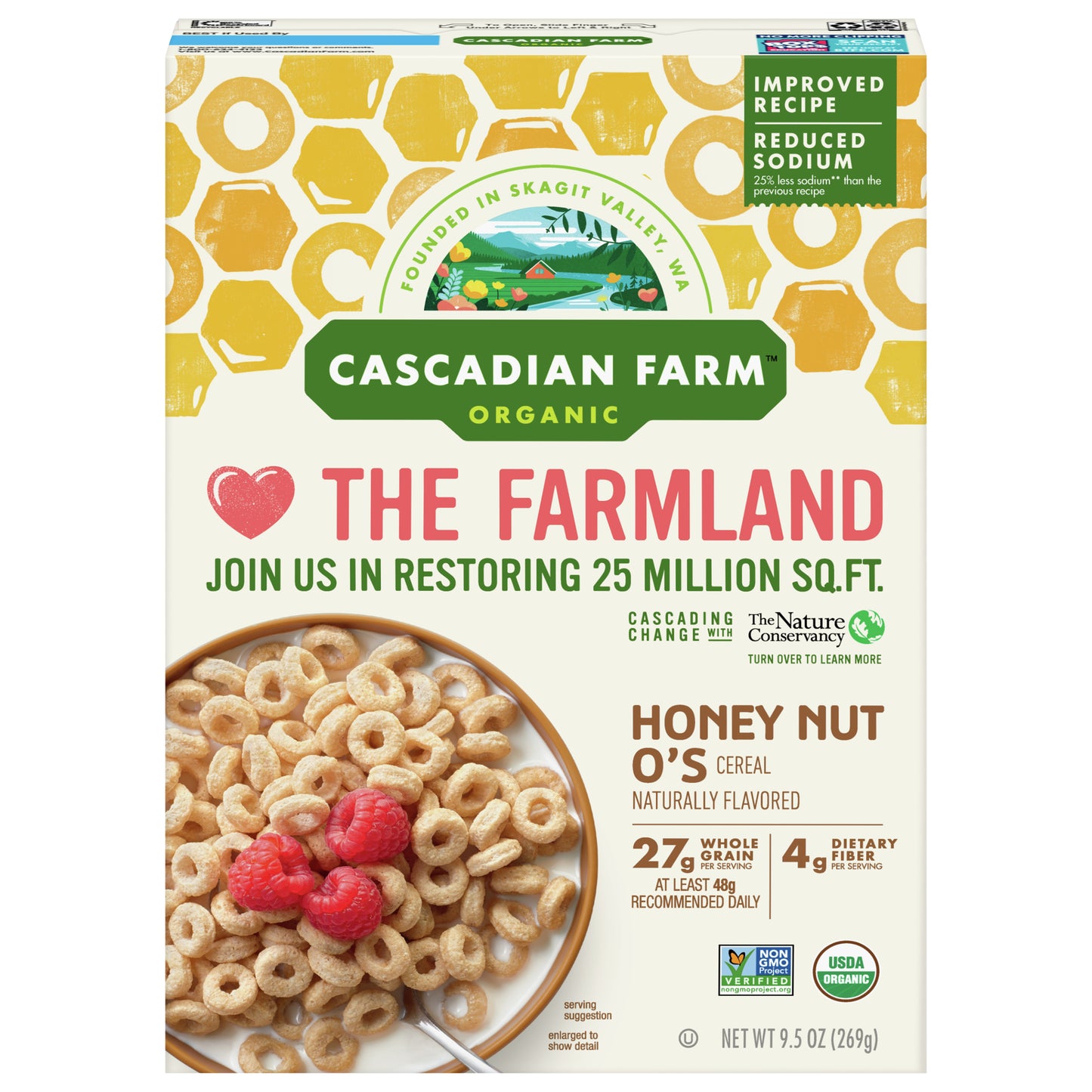 Cascadian Farm Cereal Honey Nut O 9.5 Oz Pack of 12