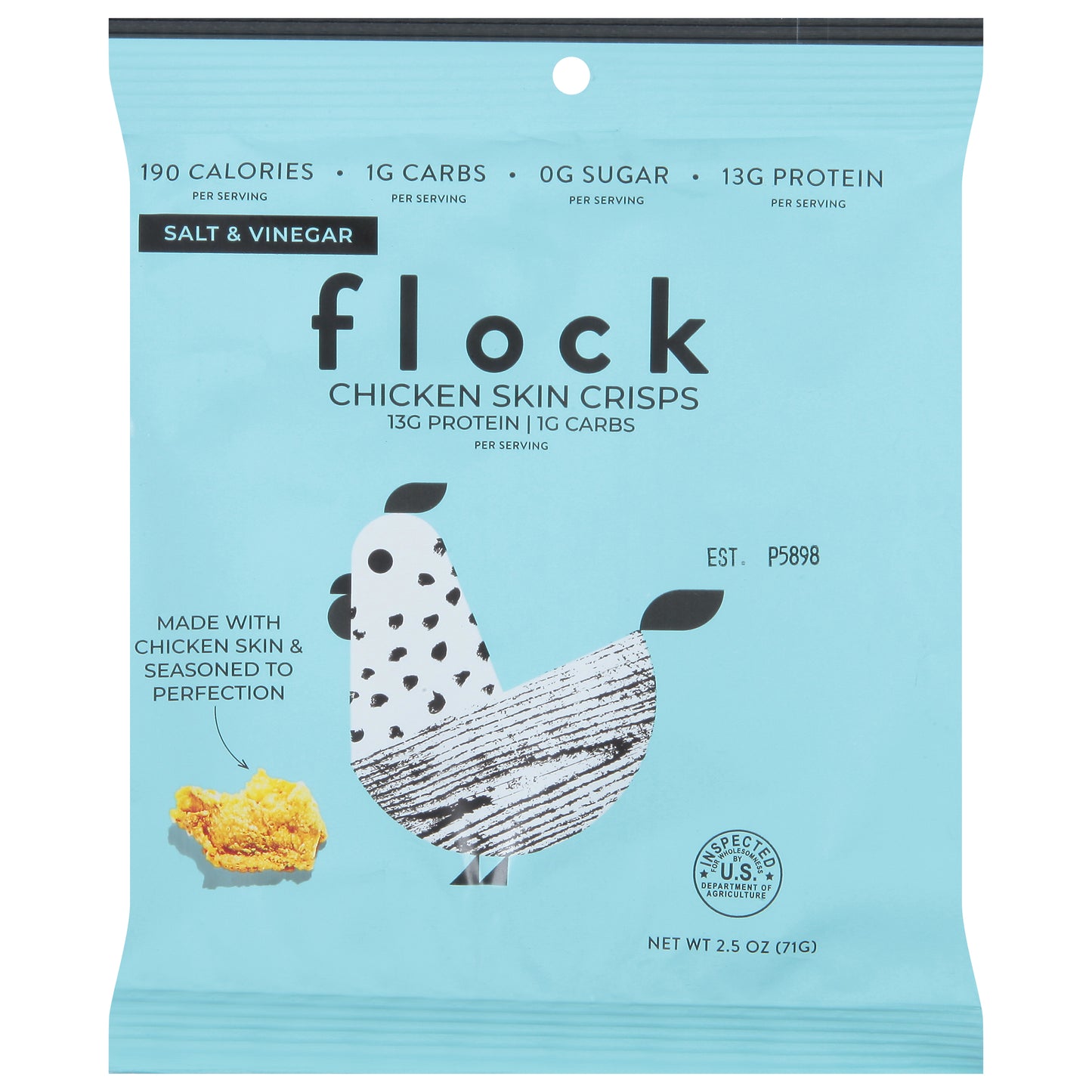 Flock Crisps Chicken Salt Vinegar 2.5 Oz (Pack Of 8)