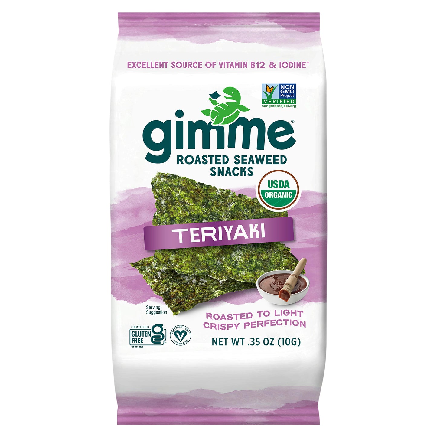 Gimme Seaweed Snack Roasted Teriyaki Organic 0.35 oz (Pack Of 12)