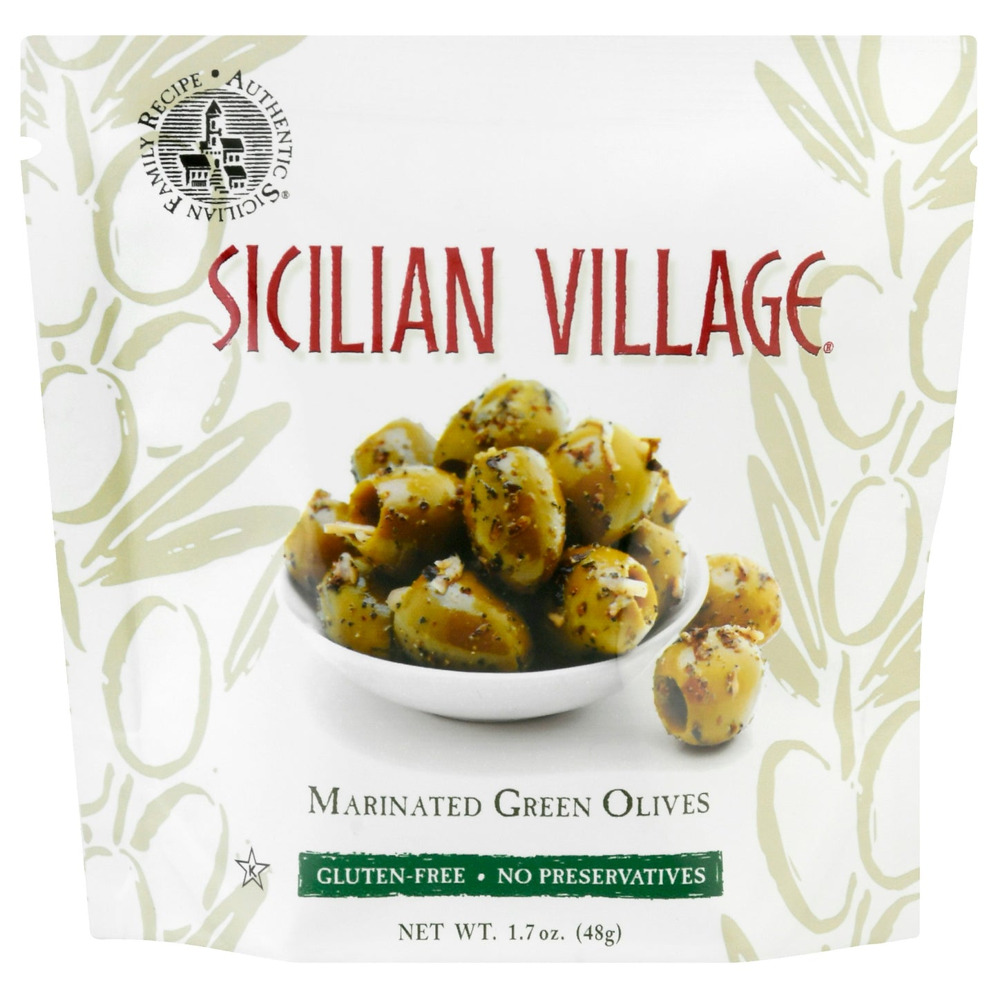 Sicilian Village Olives Green Marinated 1.7 Oz (Pack of 10)