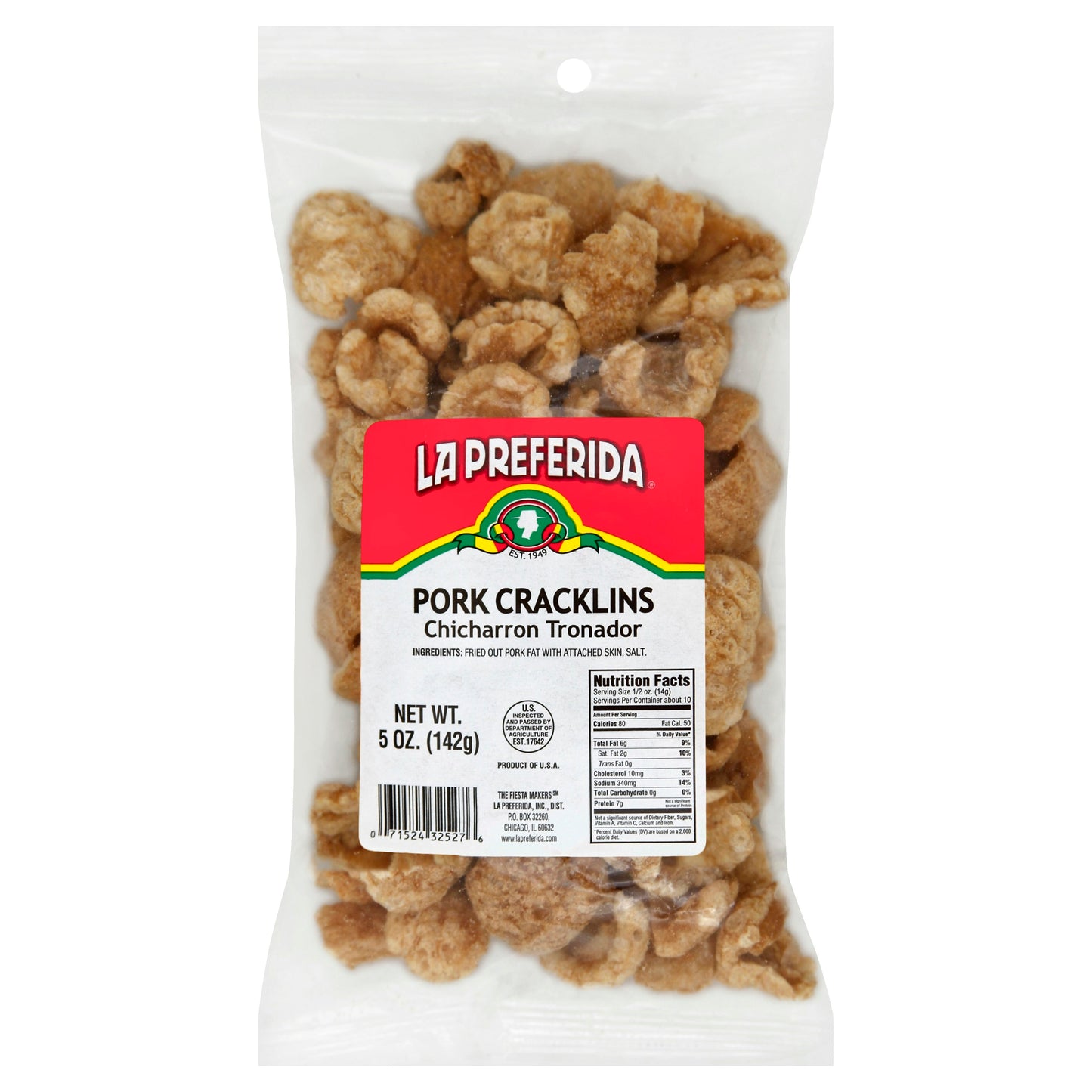 La Preferida Pork Cracklins 5 oz (Pack of 15)