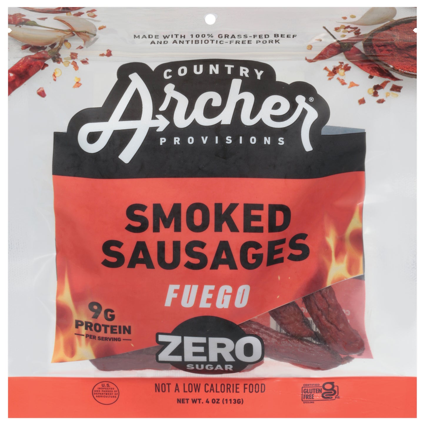 Country Archer Sausages Smoked Fuego 4 oz (Pack Of 10)