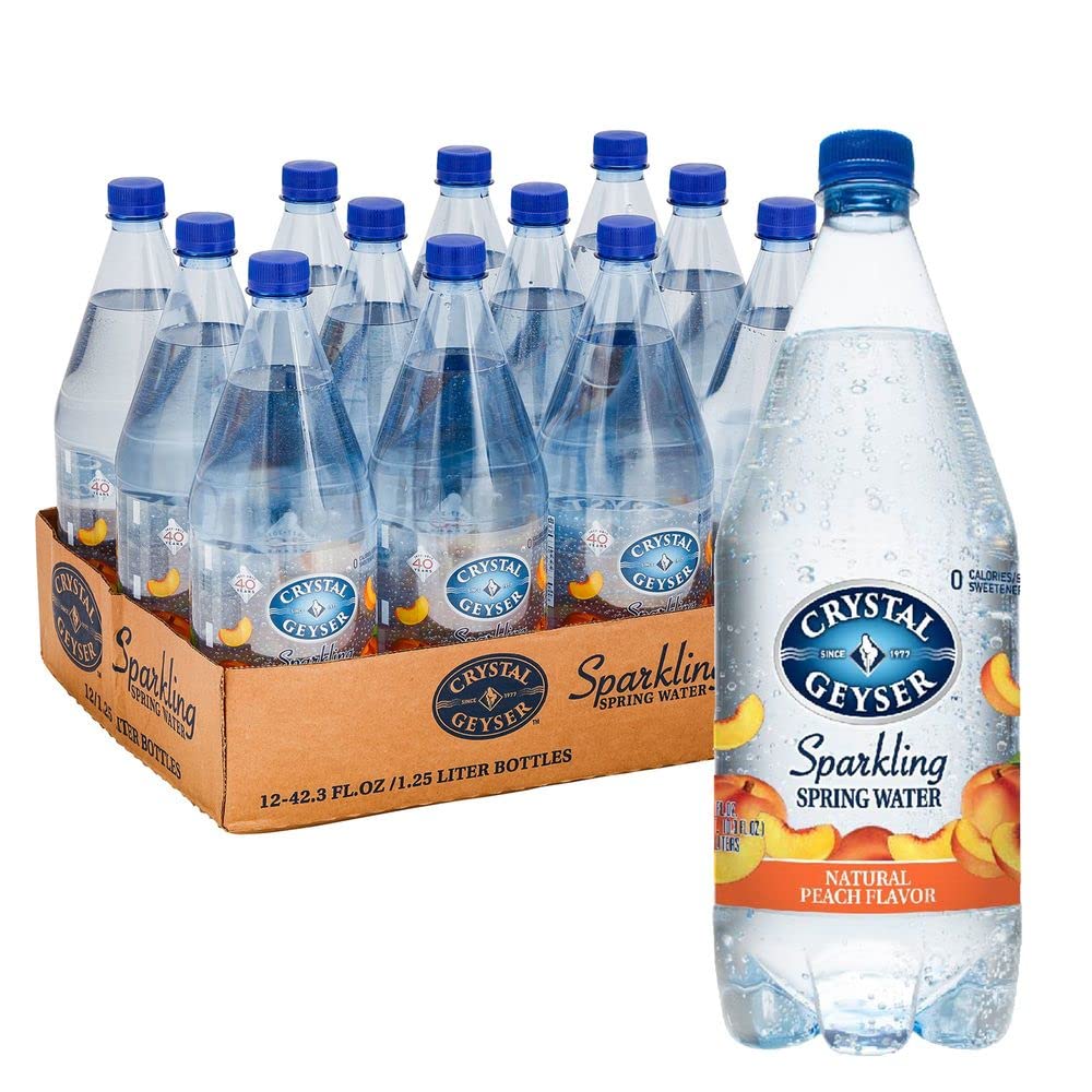 Crystal Geyser Peach Flavor Sparkling Spring Water 72 Oz Pack of 6