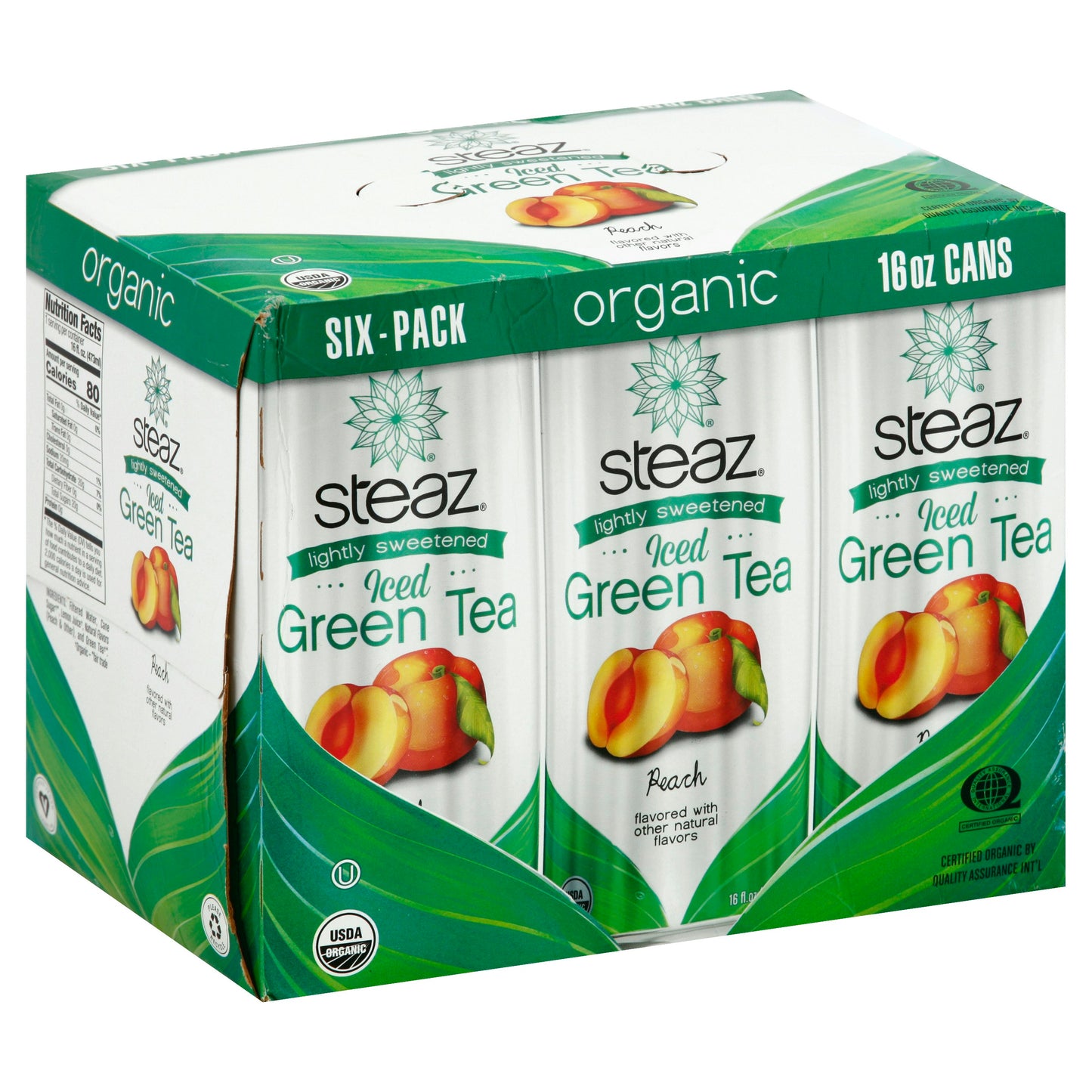Steaz Iced Green Tea Antiox Brew Peach Organic 96 Fo Pack of 4
