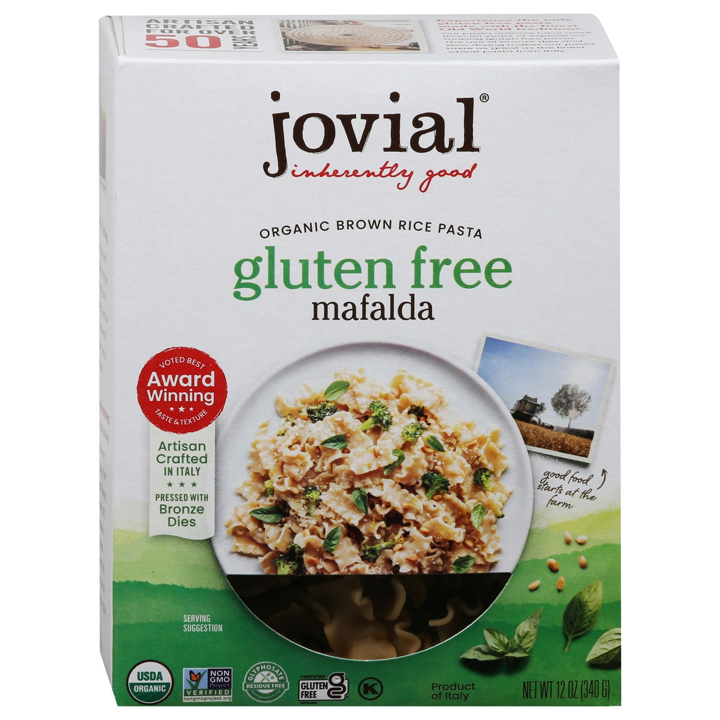 Jovial Pasta Brown Rice Mafalda 12 oz (Pack of 12)