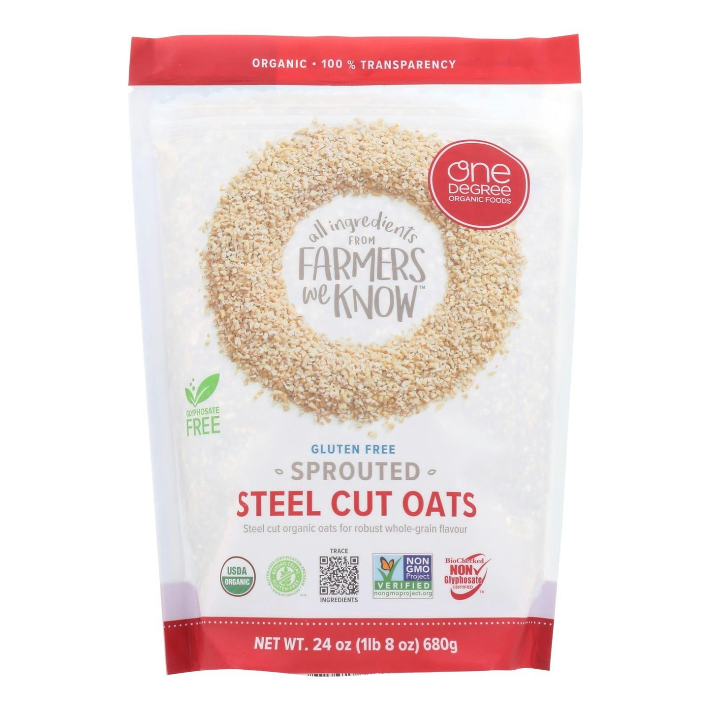 One Degre Oats Steel Cut Sprouted Organic - 24 oz (Pack of 4)