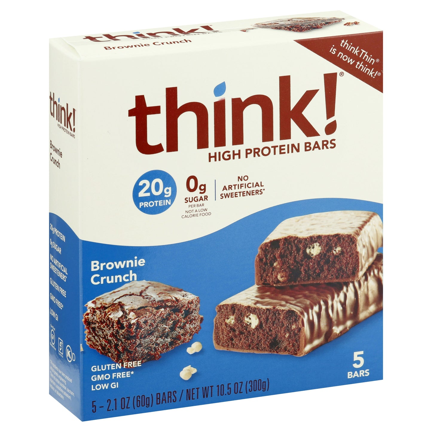 Think! Bar Brownie Crunch Gluten Free 10.5 oz (Pack of 6)
