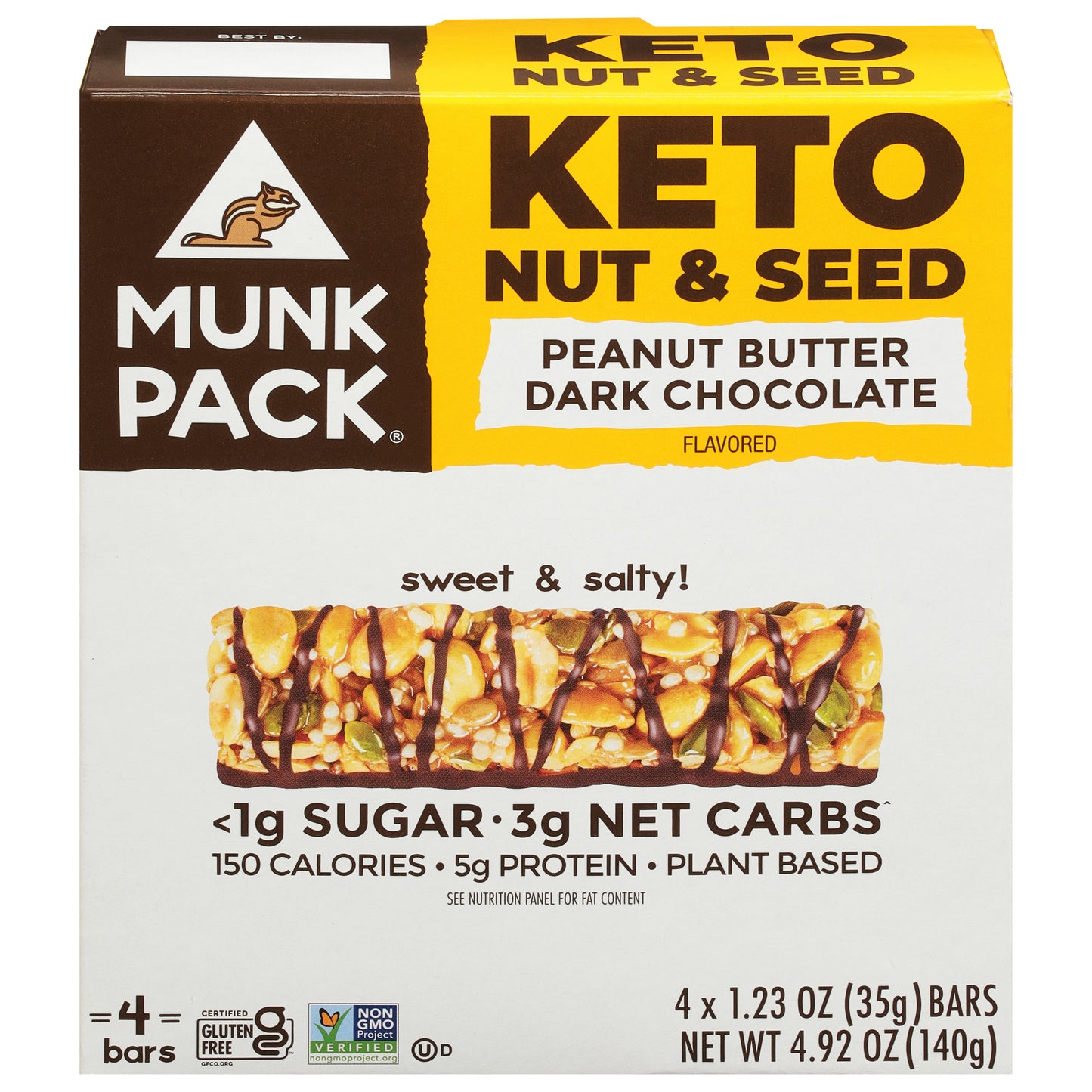 Munk Pack Bar Peanut butter Dark Chocolate4.92 oz (Pack Of 6)