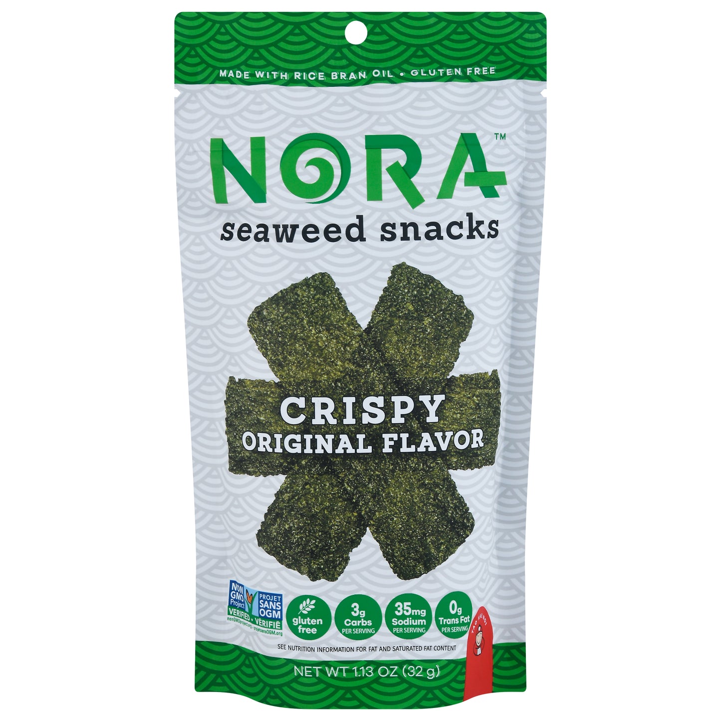 Nora Snacks Seaweed Crispy Original 1.13 oz (Pack Of 12)