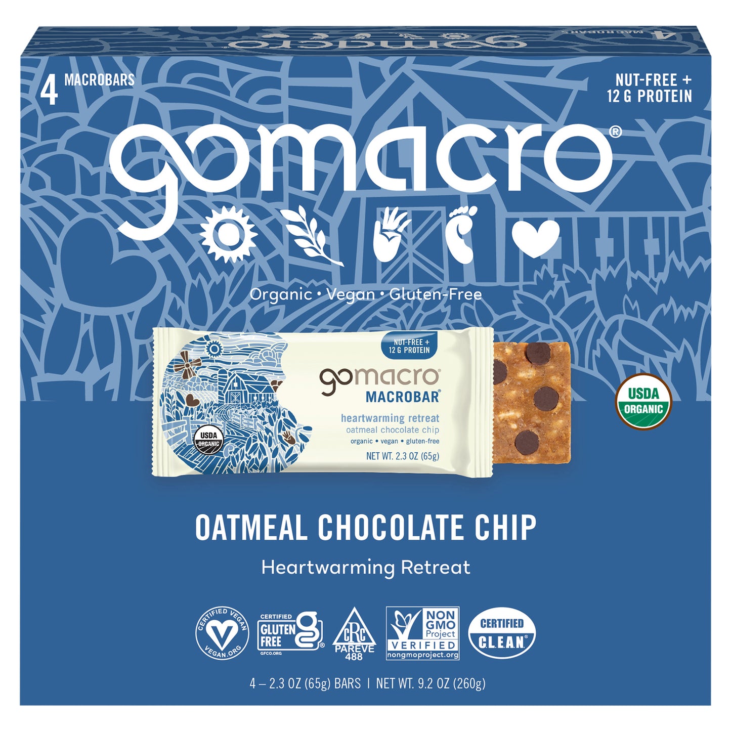Gomacro Bar Oatmeal Chocolate Chip 4Ct 9.2 oz (Pack Of 7)