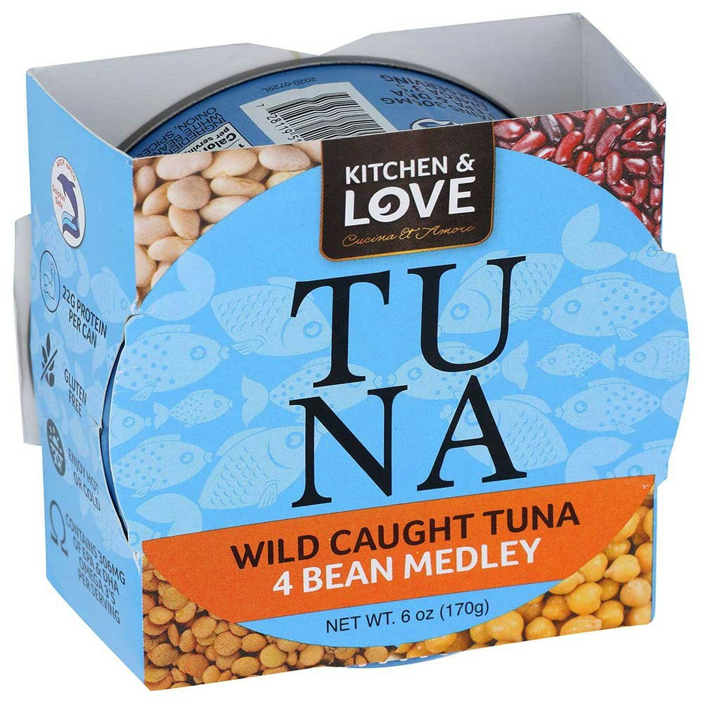 Kitchen and Love 4 Bean Medley Wild Caught Tuna - 6 Ounce (Pack of 8)