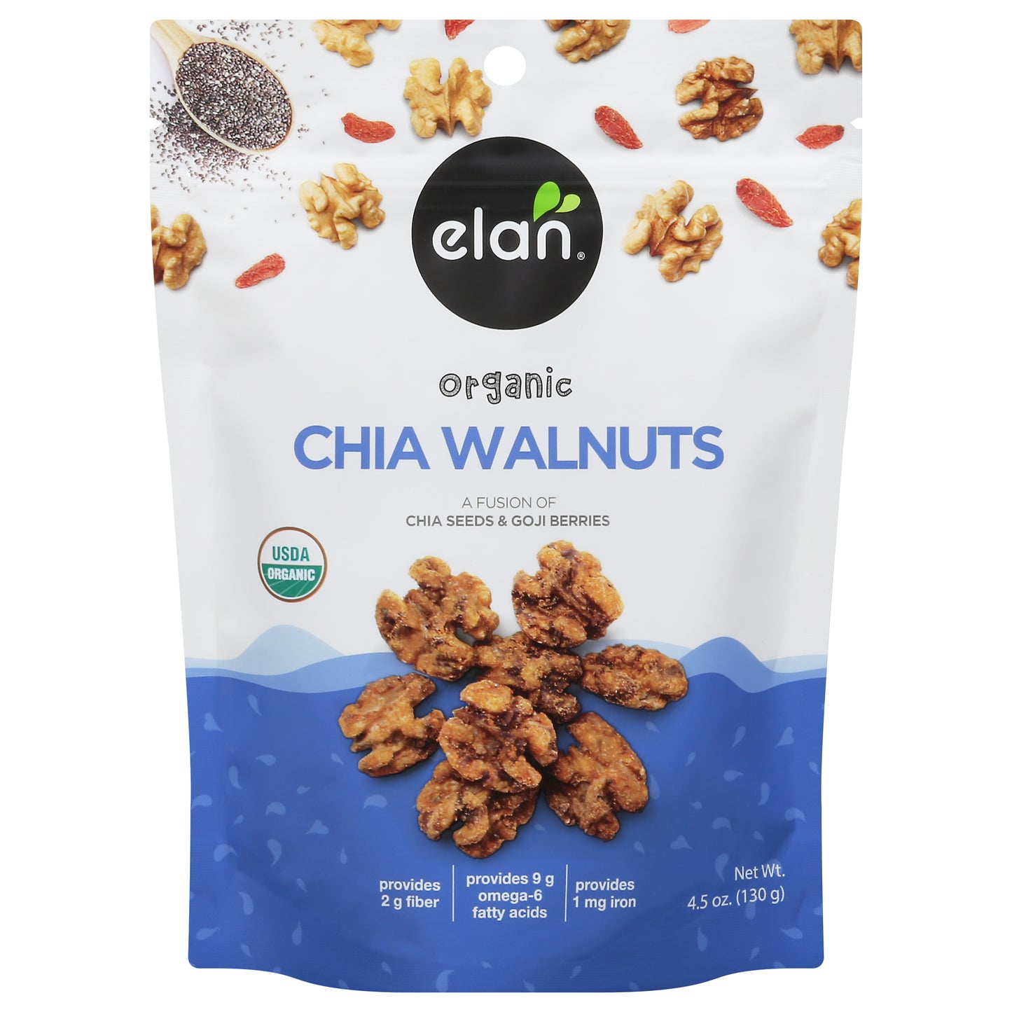 Elan Walnuts Chia Organic 4.5 Oz (Pack Of 8)