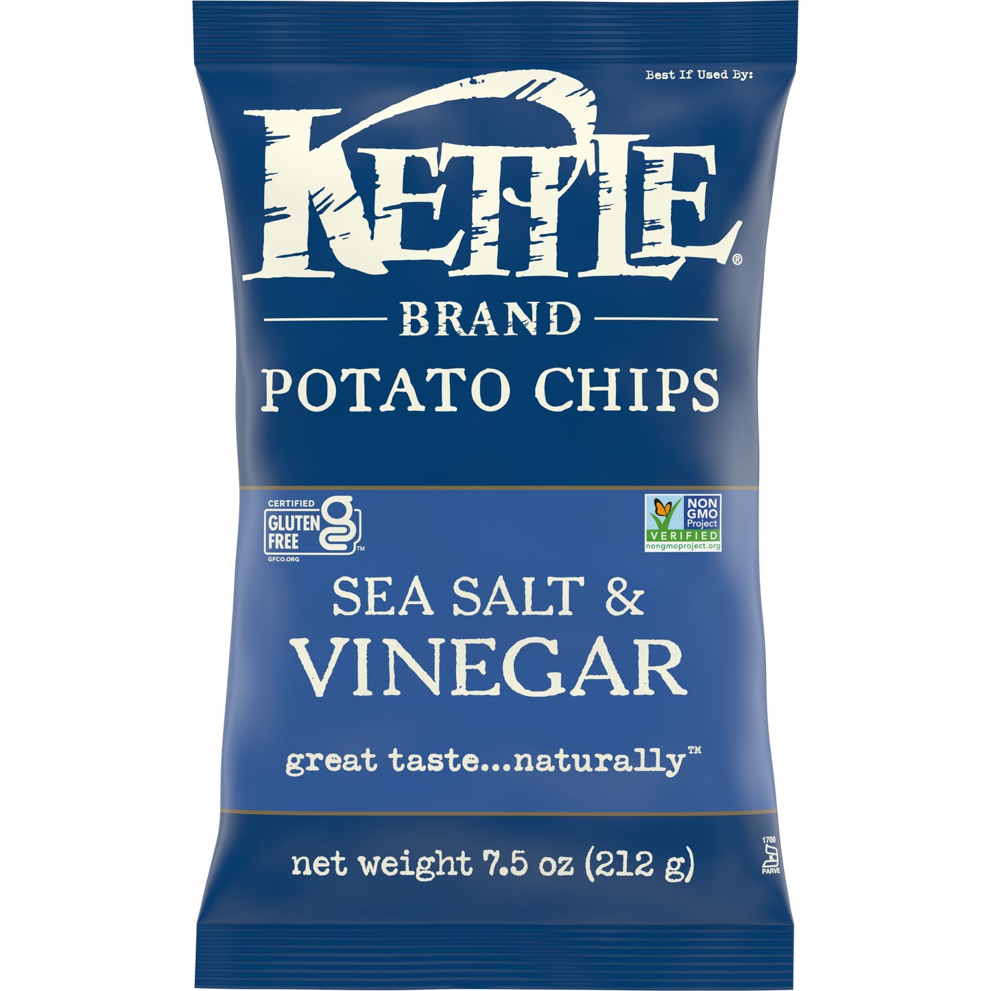 Kettle Foods Chip Potato Sea Salt Vinegar 7.5 oz (Pack of 12)