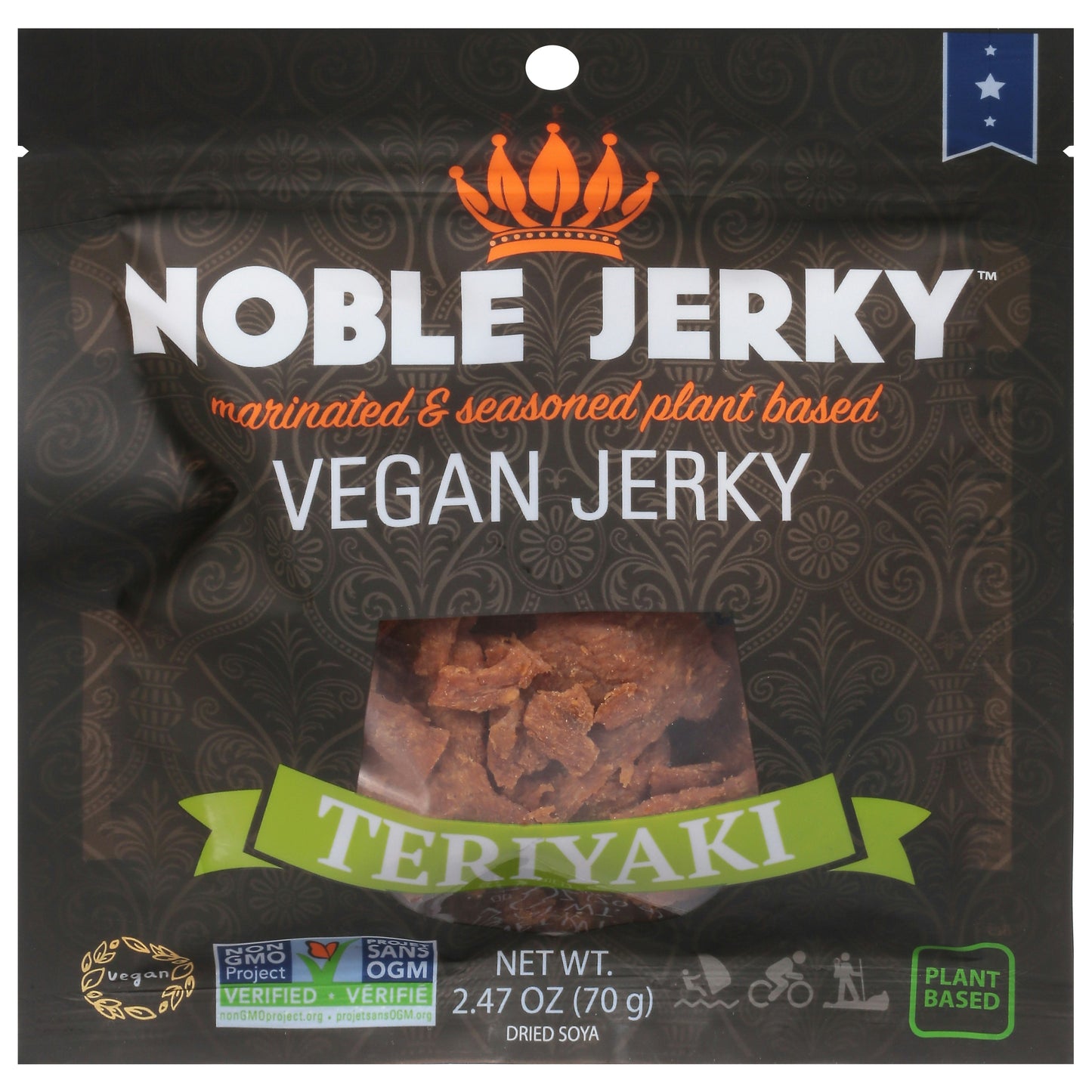 Noble Jerky Jerky Vegan Teriyaki 2.47 Oz (Pack of 12)