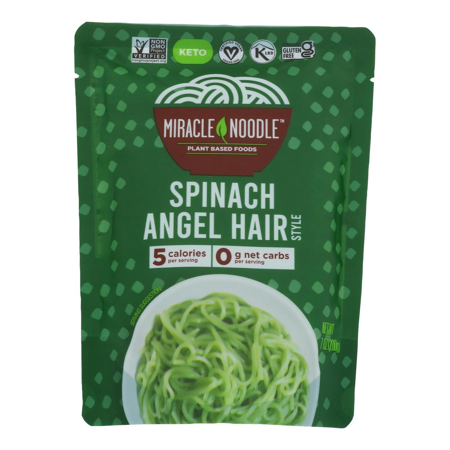 Miracle Noodle Spinach Angel Hair RTE 7 Oz (Pack Of 6)