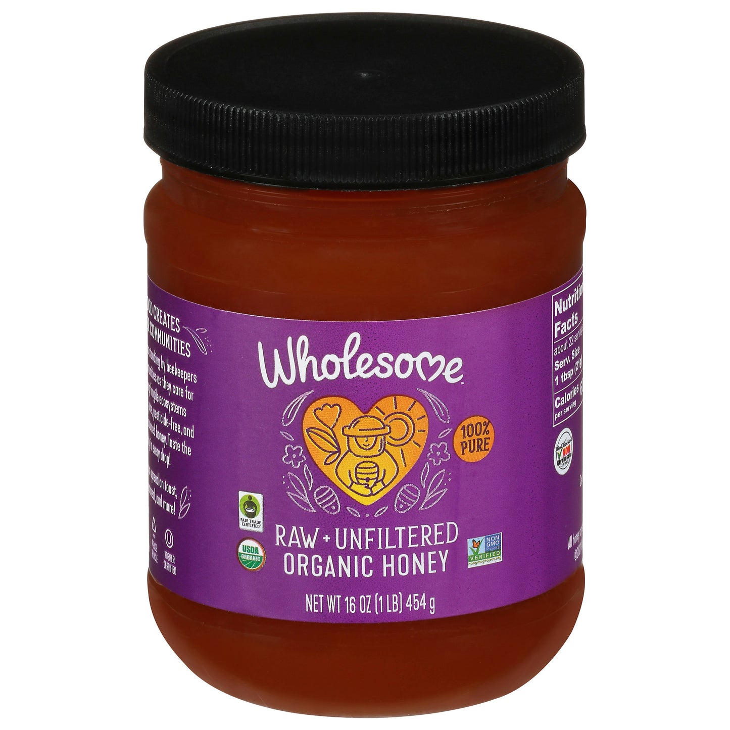 Wholesome Sweeteners Organic Raw Honey - Liquid Sweetener - 16 oz (Pack of 6)