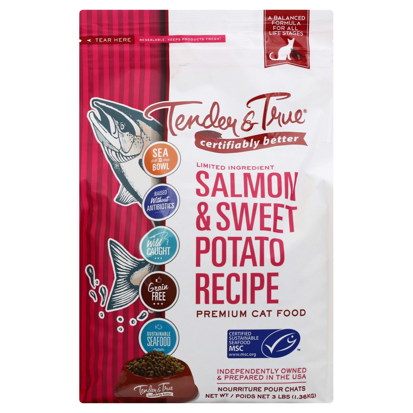Tender And True Cat Food Salmon & Sweet Potato Dry 3 Lb (Pack of 6)