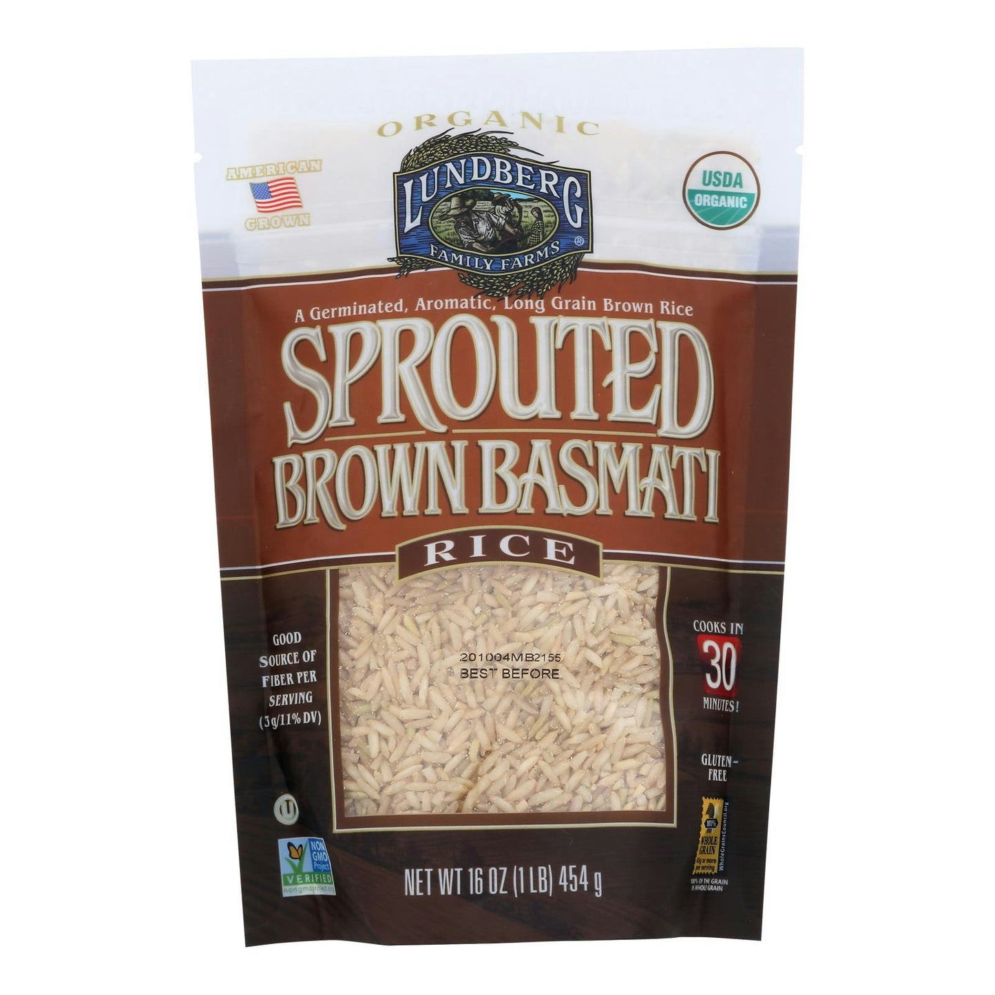 Lundberg Rice Brown Basmati Organic 16 Oz (Pack of 6)