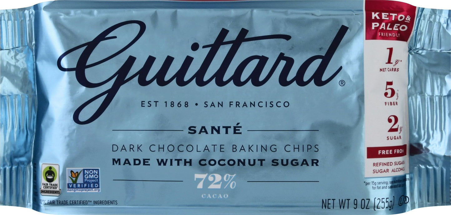 Guittard Baking Chips 72 Dark Chocolate 9 Oz Pack of 12