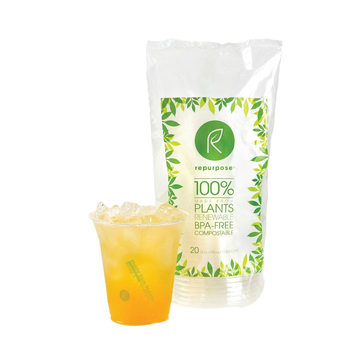 Repurpose Clear Compostable Cups 20 Count (Pack of 12)